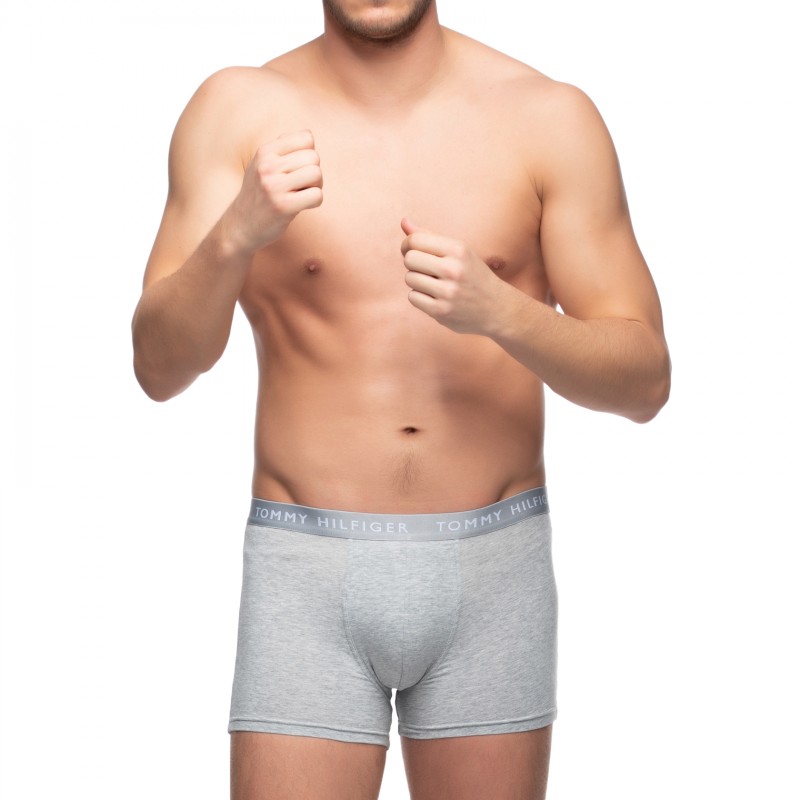 Boxerman_Boxershorts_Herrenunterwäsche_Tommy Hilfiger_3-er Set_Trunks_Grau Schwarz Weiß