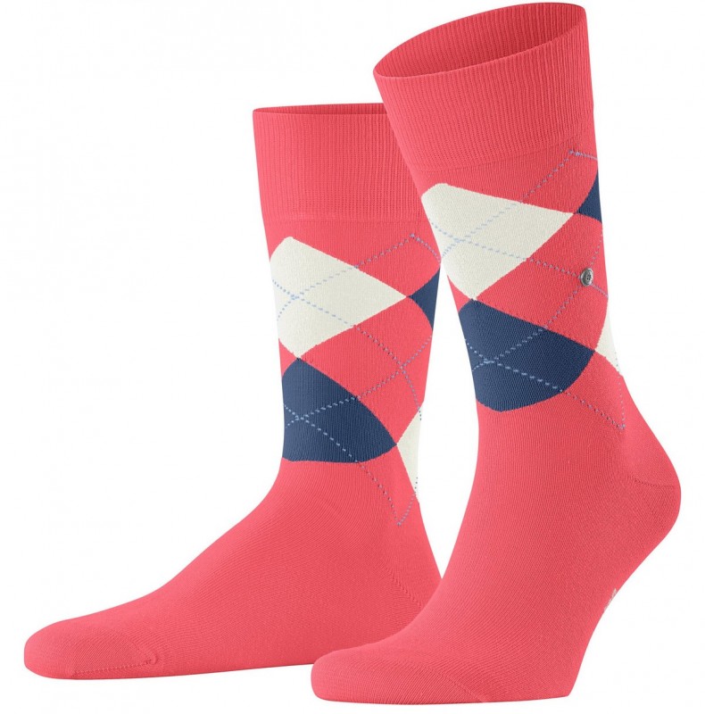 Burlington_Socken_Koralle_mitArgyle-Muster