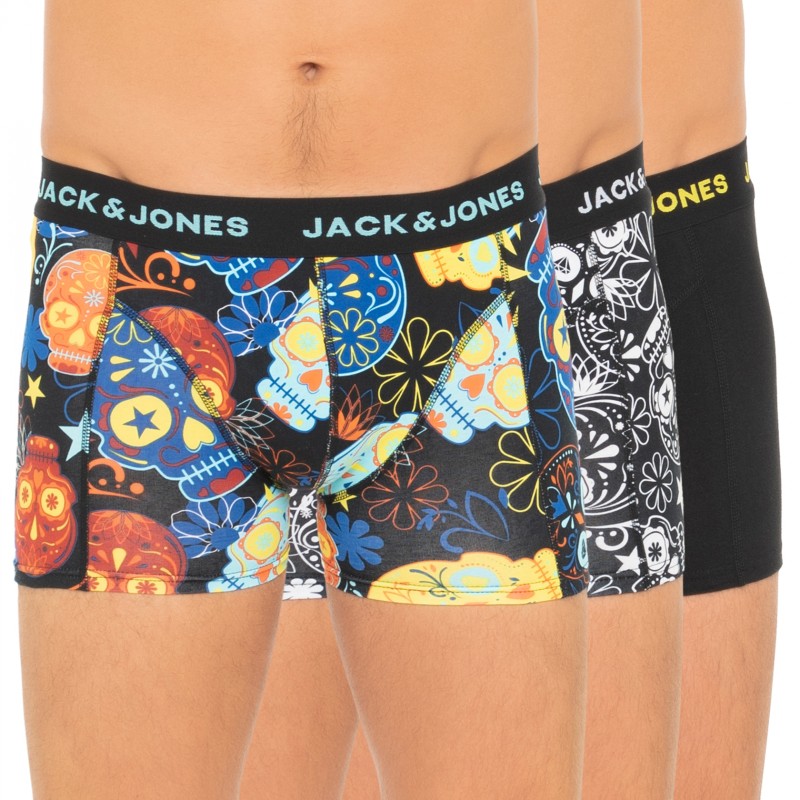Jack & Jones_3-er Set_Trunks_Schwarz_mit Totenkopf