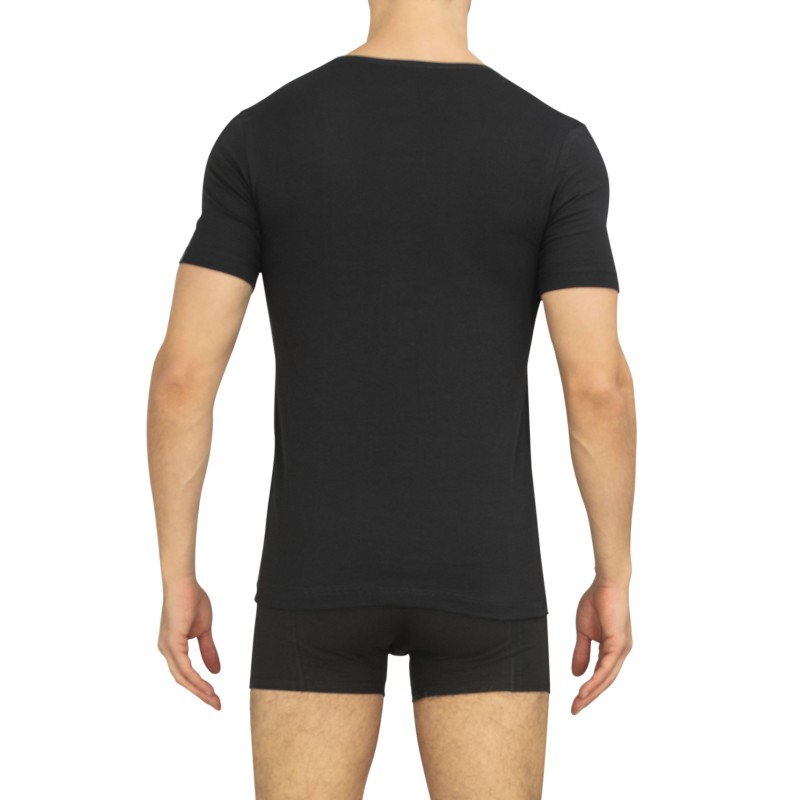 Schiesser_2-er_Set_T-Shirt_Schwarz_V_Neck