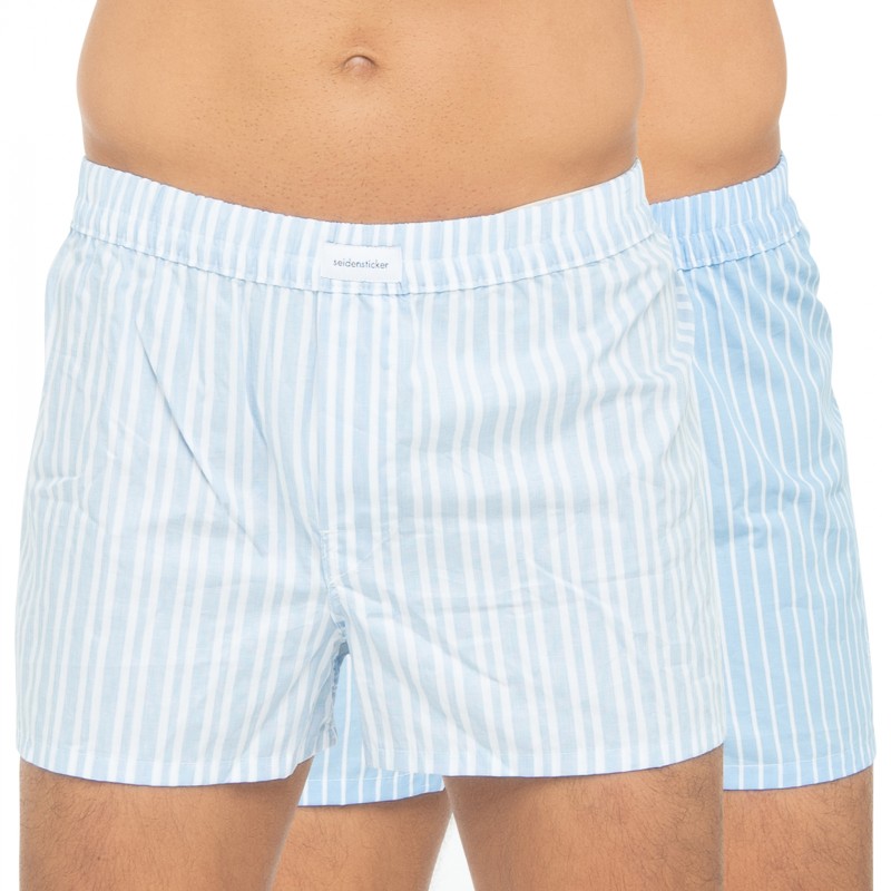 Boxerman_Herrenunterwäsche_Seidensticker_2-er Set_Boxershorts_Hellblau gestreift