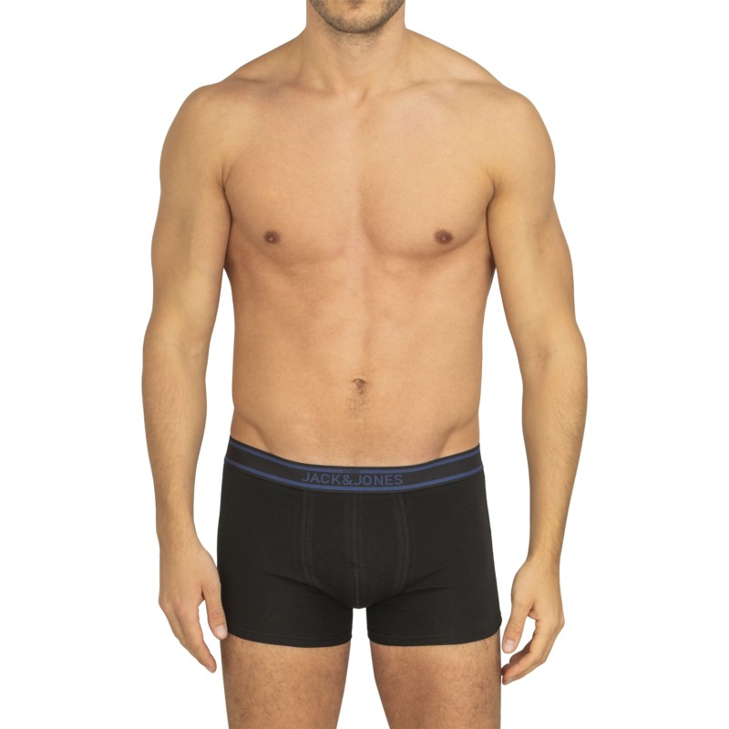 Jack & Jones 5-er Set Trunks Schwarz, Grau & Blau mit verschiedenfarbigen Webbund
