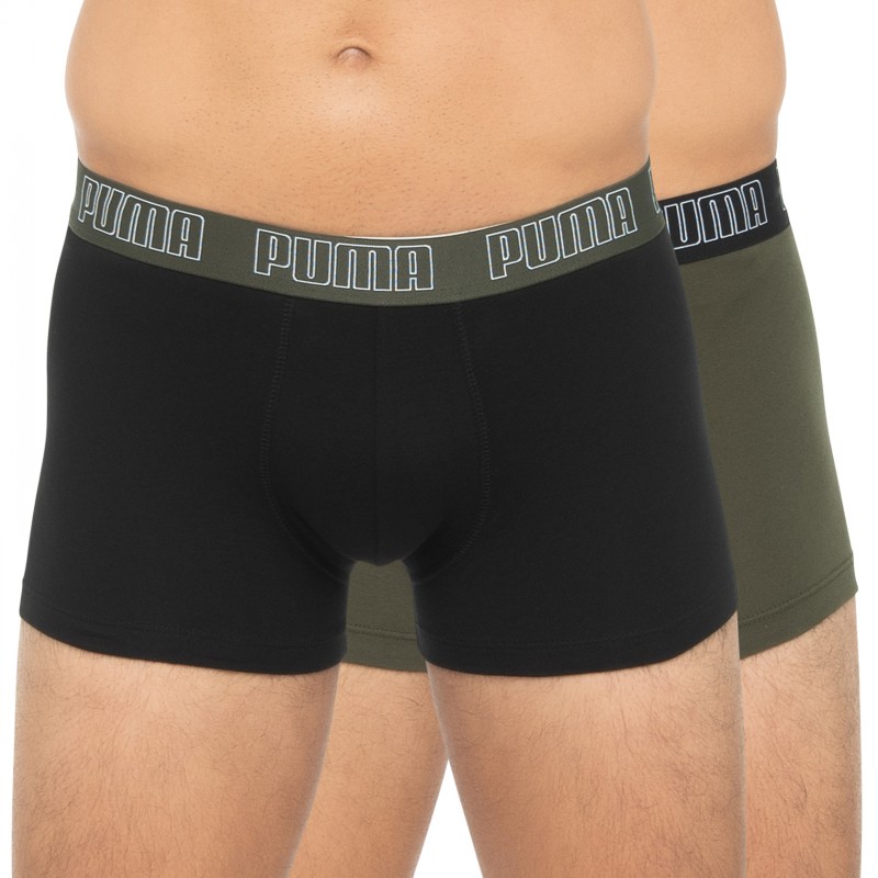 Boxerman_Herrenunterwäsche_Puma_2-er Set_Basic Trunks_Schwarz & Khaki