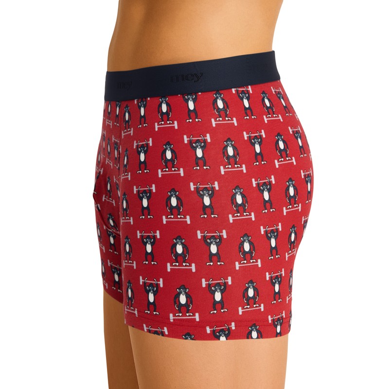 Boxerman_Mey_Trunk_Shorty_rot_mit_Gewichtheber_Print