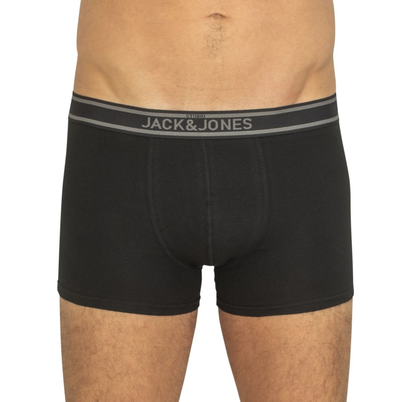 Jack & Jones 5-er Set Trunks Schwarz, Grau & Blau mit verschiedenfarbigen Webbund