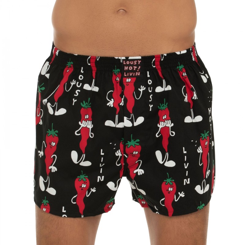 Boxerman_Herrenunterwäsche_Lousy Livin_Boxershorts_Schwarz_Chilli-Motiv