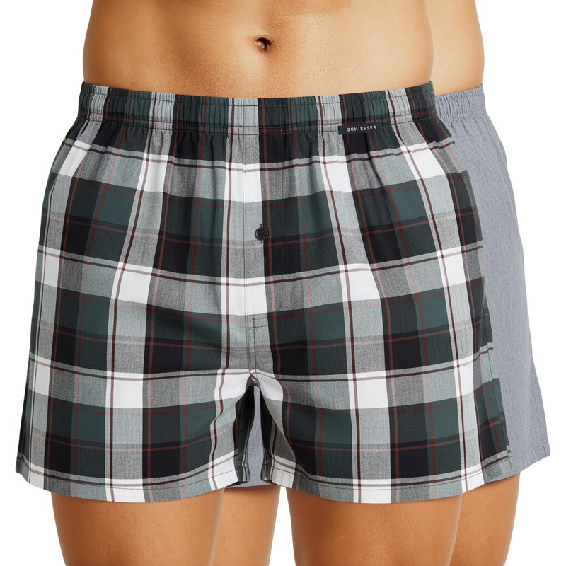 Schiesser_Boxershorts_2erSet_Grau_Kariert