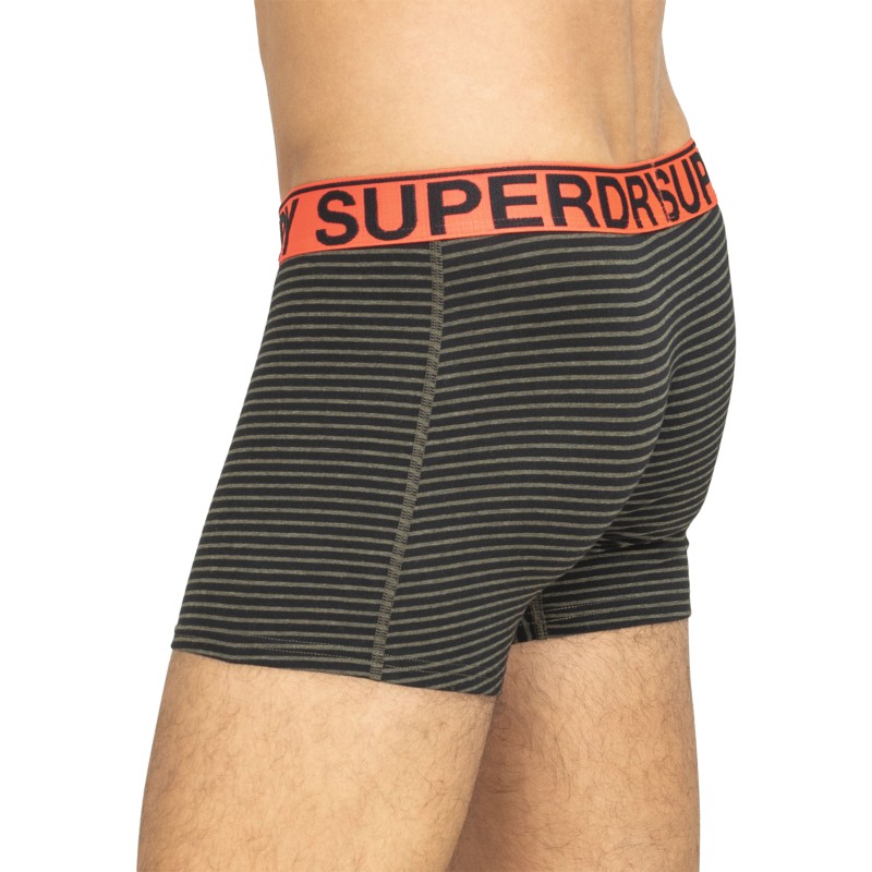 Superdry 3-er Set Boxer Briefs Khaki, Schwarz & Gestreift