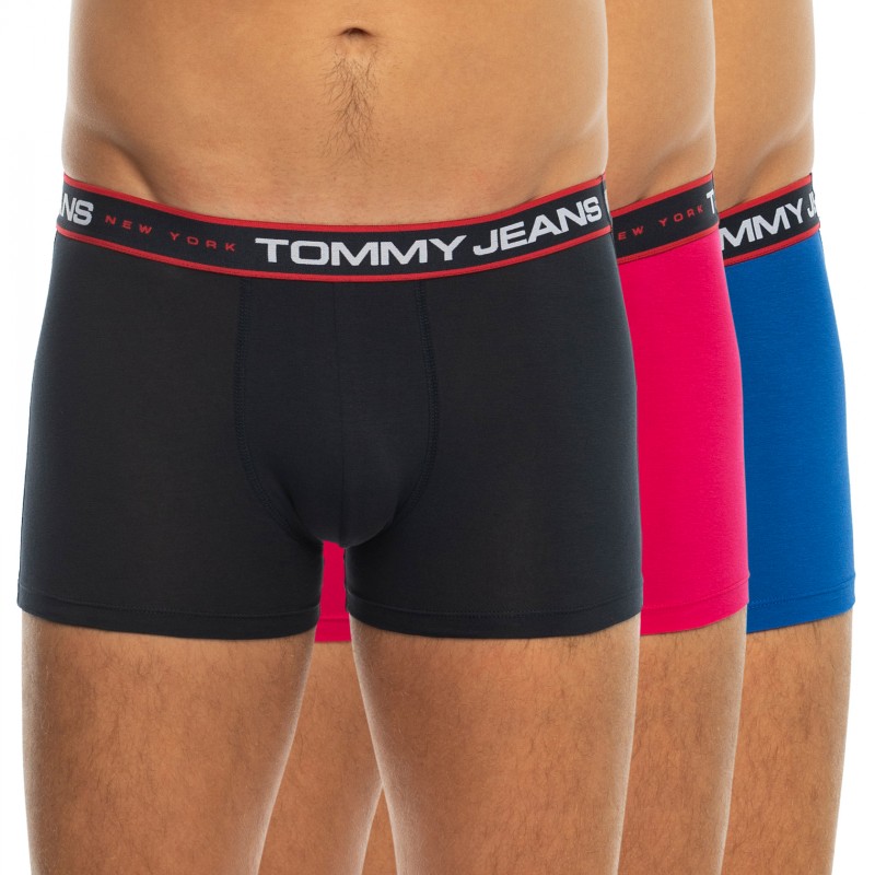 TommyHilfiger_3-erSet_Trunks_Blau&Pink_mitverschiedenfarbigemWebbund