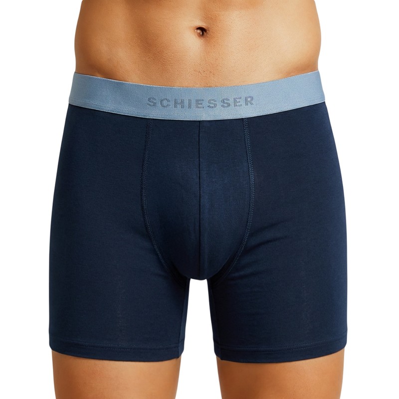 Schiesser_2-erSet_Trunks_Dunkelblau_mit_verschiedenfarbigem_Webbund