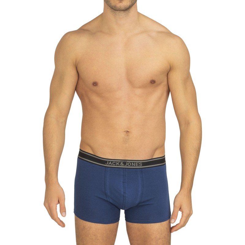 Jack & Jones 5-er Set Trunks Schwarz, Grau & Blau mit verschiedenfarbigen Webbund