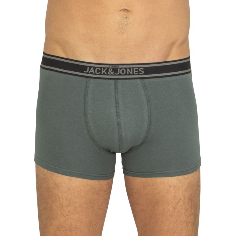 Jack & Jones 5-er Set Trunks Schwarz, Grau & Blau mit verschiedenfarbigen Webbund