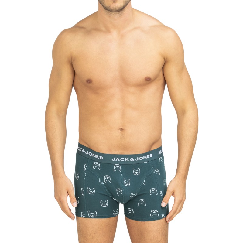 Jack & Jones 3-er Set Trunks Schwarz, Blau & Petrol mit Motiv