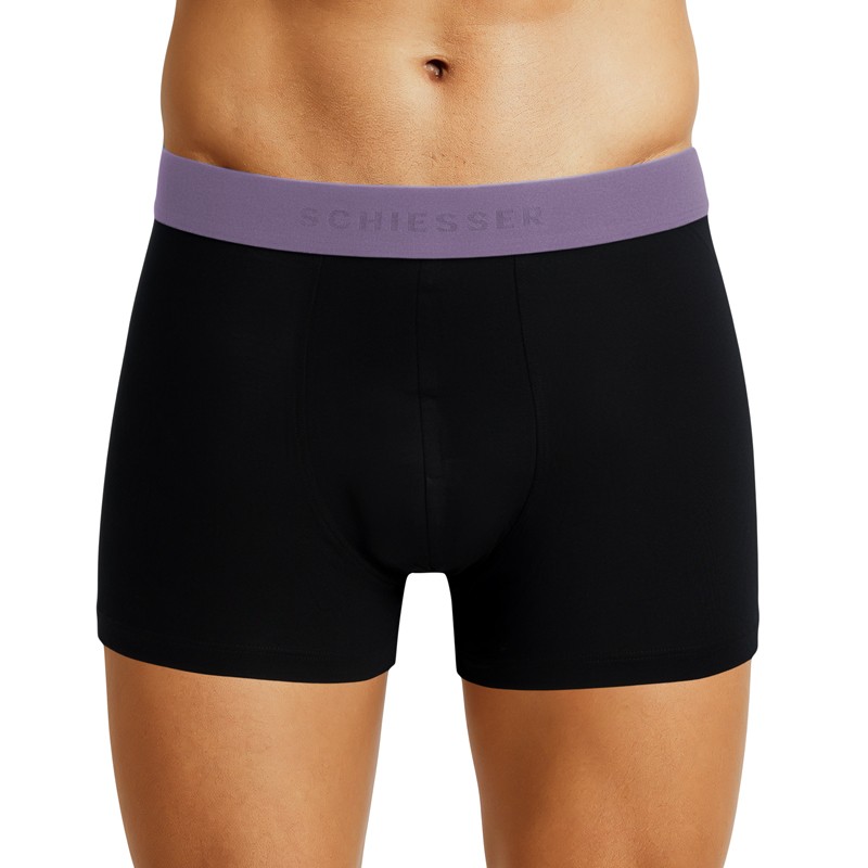Schiesser_3-erSet_Trunks_Schwarz_mit_verschiedenfarbigem_Webbund