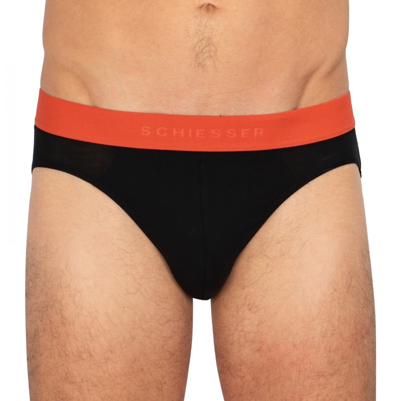 Schiesser_3-erSet_Slips_Schwarz_mitverschiedenfarbigemWebbund