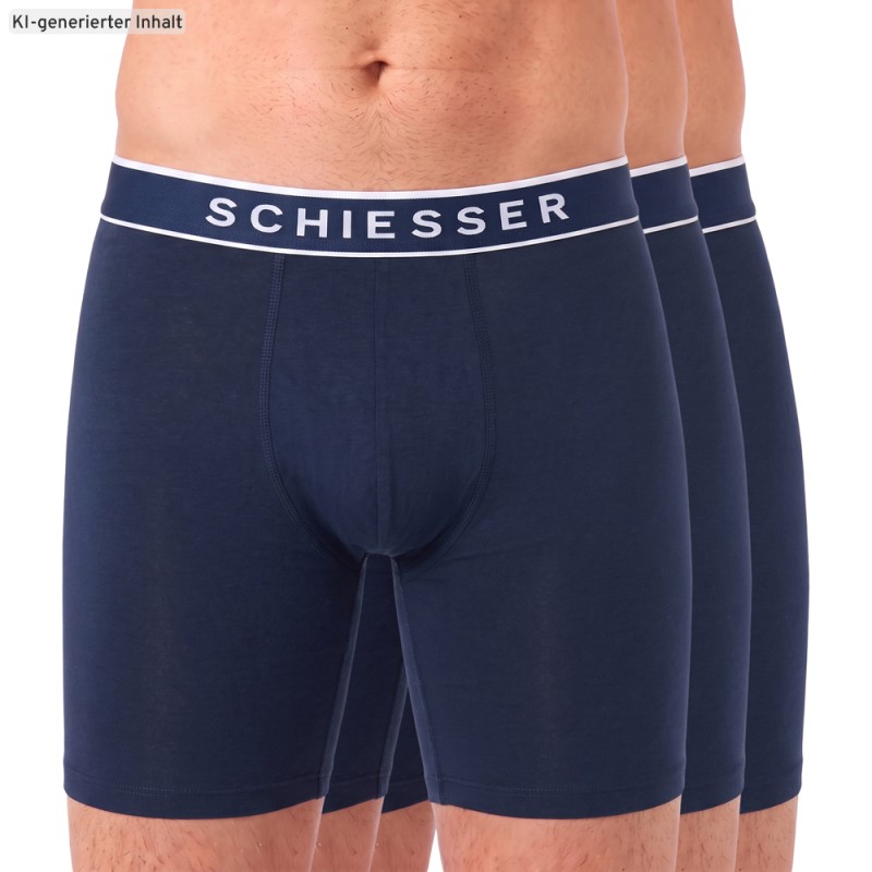 Schiesser_3-er Set_Trunks_Dunkelblau