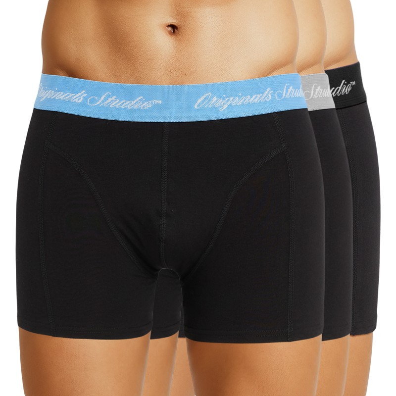 Jack & Jones 3-er Set Trunks Schwarz Hellbau Hellgrau