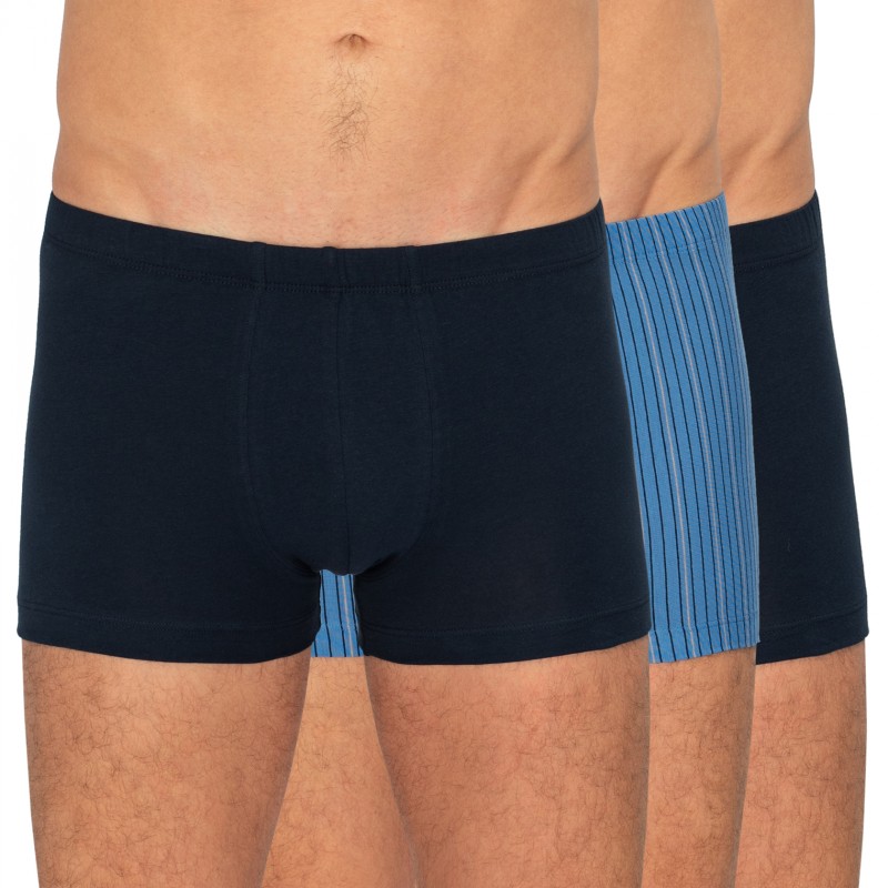 Schiesser_3-erSet_Trunks_Dunkelblau&Blau_gestreift