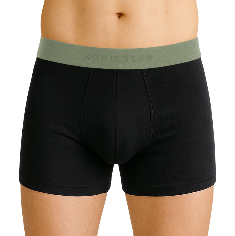 Schiesser_3-erSet_Trunks_Schwarz_mit_verschiedenfarbigem_Webbund