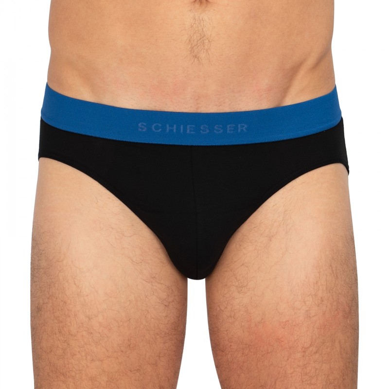 Schiesser_3-erSet_Slips_Schwarz_mitverschiedenfarbigemWebbund