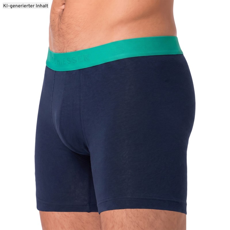 Schiesser_3-er Set_Shorts_Dunkelblau_mit_mehrfarbigen_Webbund
