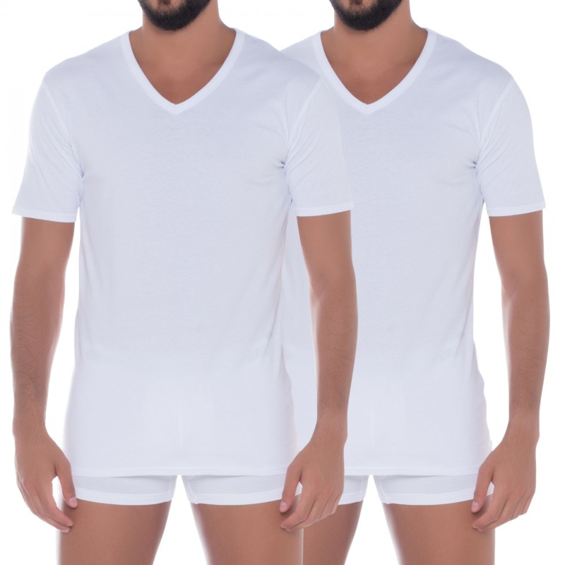 TomTailor_2-erSet_T-Shirt_Weiß_mitV-Halsausschnitt