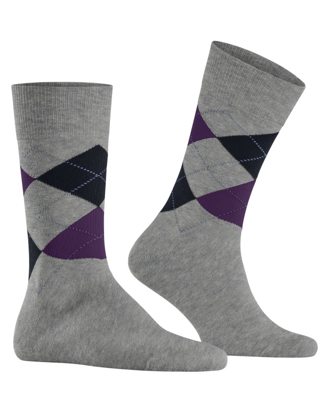 Burlington_Socken_Grau_mitArgyle-Muster