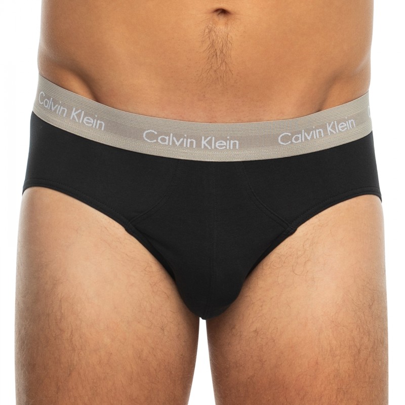 Calvin Klein_3-er Set_Slips_Schwarz_mitverschiedenfarbigemWebbund