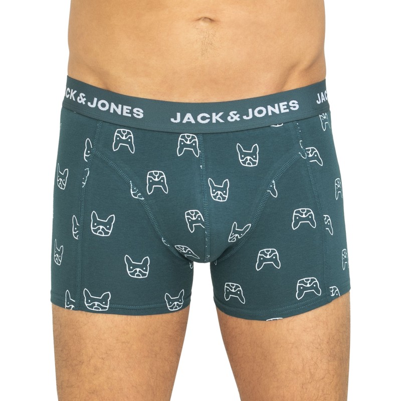 Jack & Jones 3-er Set Trunks Schwarz, Blau & Petrol mit Motiv