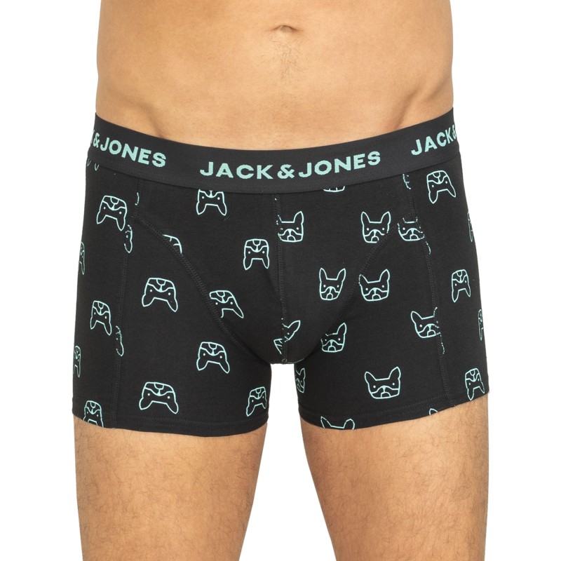 Jack & Jones 3-er Set Trunks Schwarz, Blau & Petrol mit Motiv