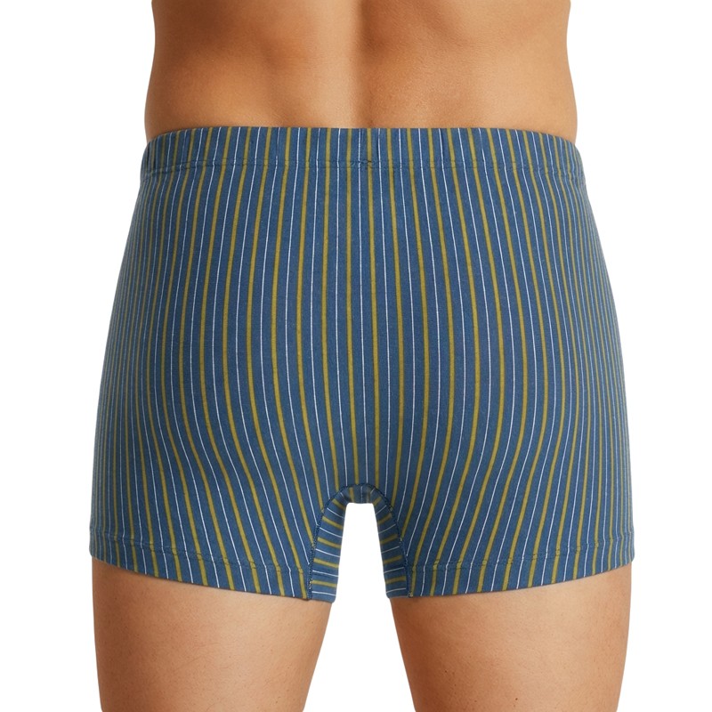 Schiesser_2-er Set_Shorts_Blau_Gelb_gestreift_Dunkelblau