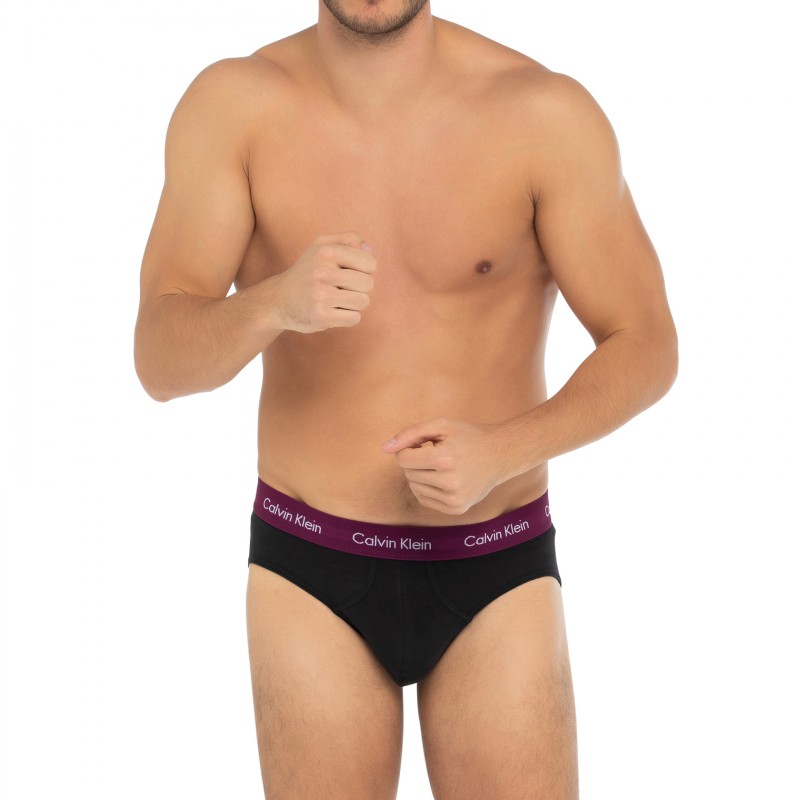 CalvinKlein_5-erSet_Slips_Schwarz_mitverschiedenfarbigemWebbund