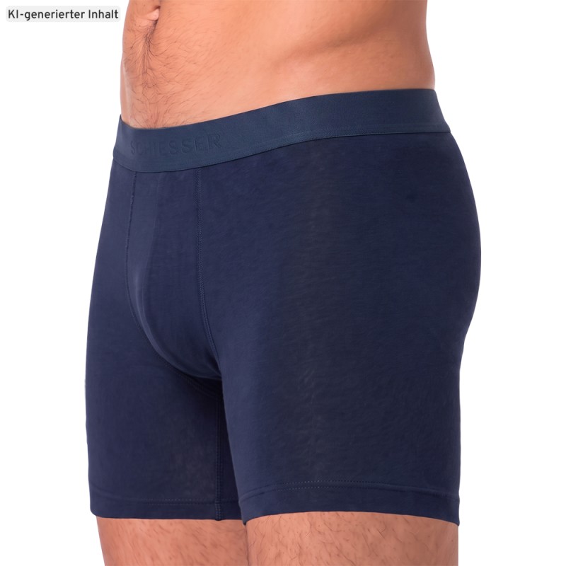 Schiesser_3-er Set_Shorts_Dunkelblau_mit_mehrfarbigen_Webbund