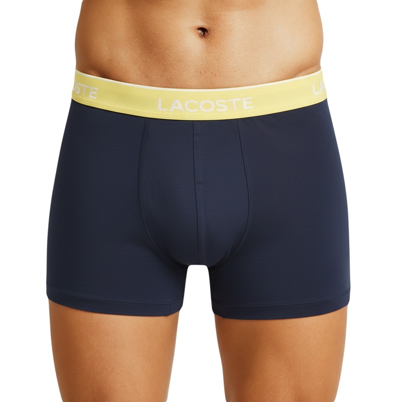 Boxerman_Herrenunterwäsche_Boxershorts_ Lacoste_3-er Set_Trunks_Blau_mit_mehrfarbigen_Webbund