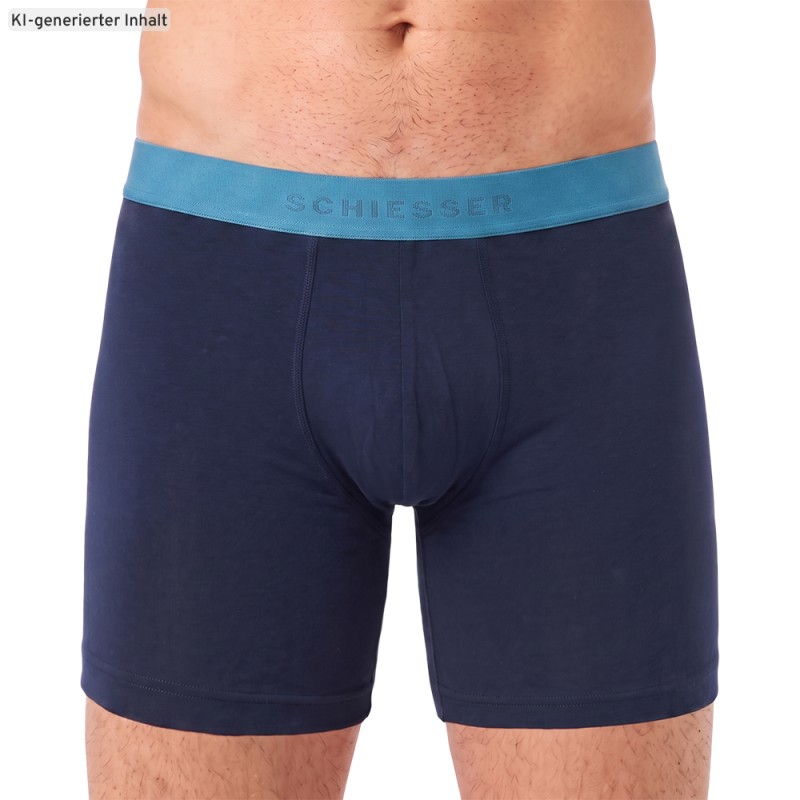 Schiesser_3-er Set_Shorts_Dunkelblau_mit_mehrfarbigen_Webbund