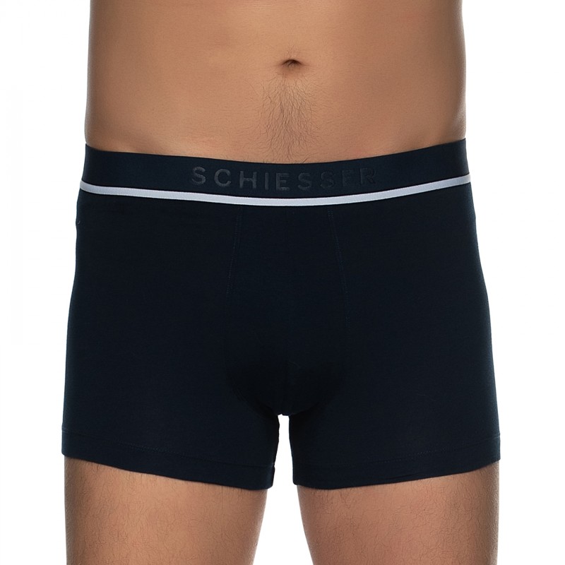 Boxerman_Herrenunterwäsche_Boxershorts_Schiesser_3-erSet_Trunks_Schwarz Grau & Dunkelblau