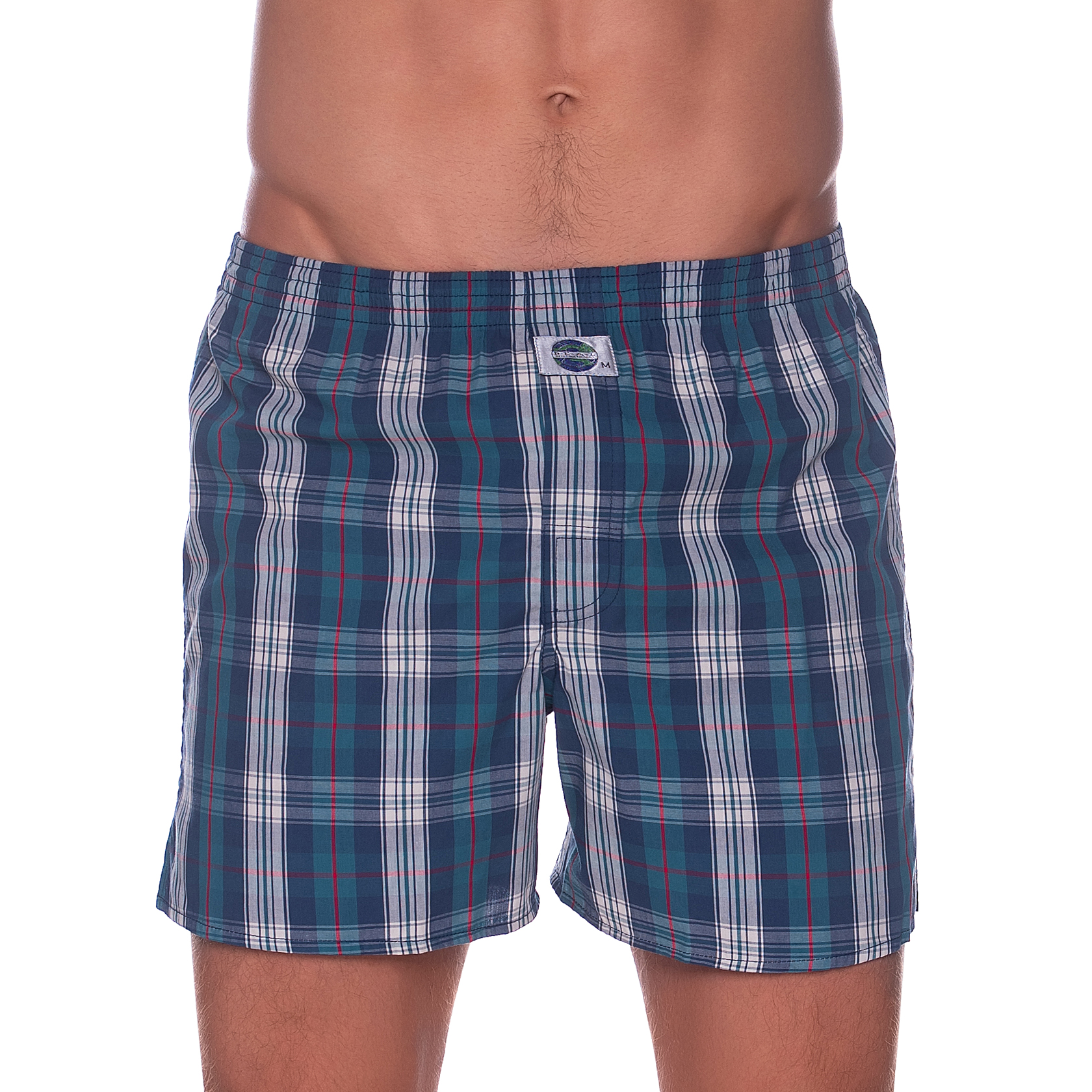 D.E.A.L International Boxershorts Blau Rot Kariert - 100% Baumwolle Einzelpack