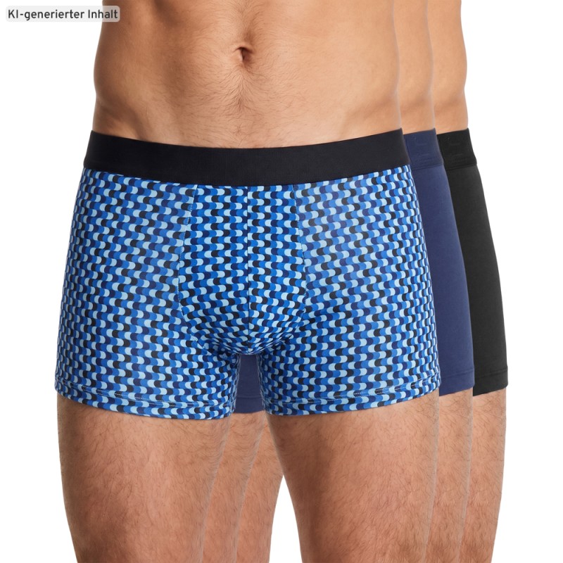 HOM_3-erSet_BoxerBriefs_Schwarz_Blau_mitMuster