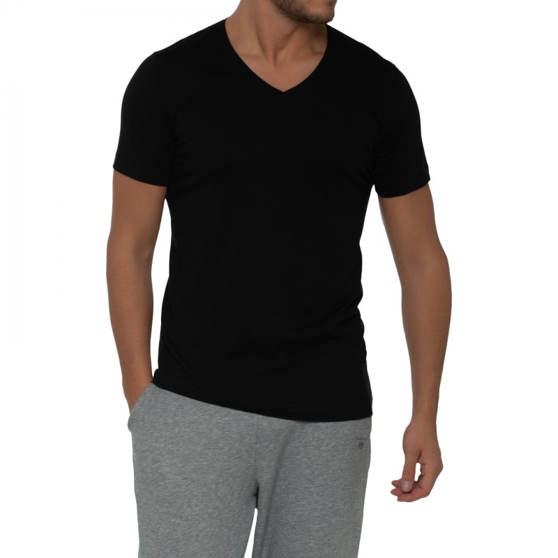 Boxerman_Herrenunterwäsche_Unterhemd_Ragman_2-er Set_Shirts_Schwarz_V-Ausschnitt