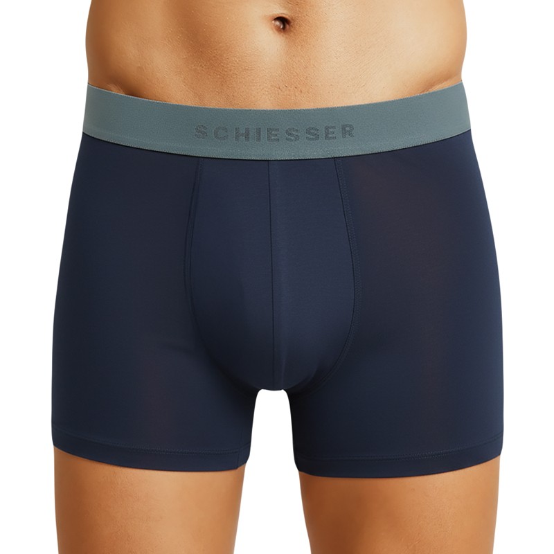 Schiesser_2-erSet_Trunks_Dunkelblau_mit_verschiedenfarbigem_Webbund