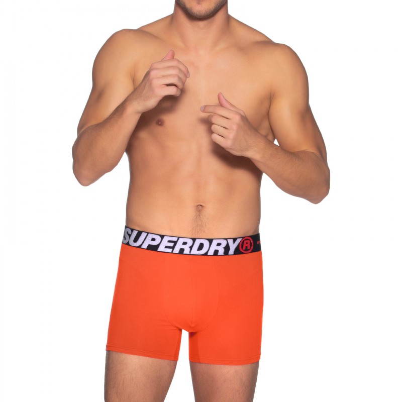 Boxerman_Herrenunterwäsche_Boxershorts_Superdry_2-er Set_Trunks_Orange Schwarz