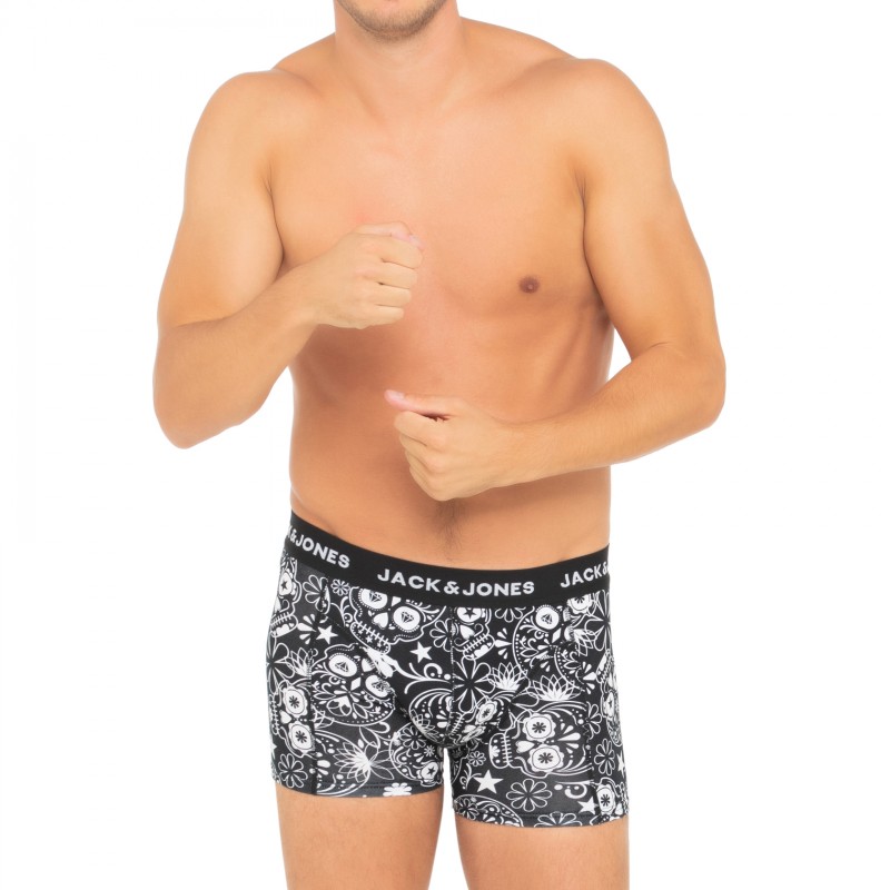 Jack & Jones_3-er Set_Trunks_Schwarz_mit Totenkopf
