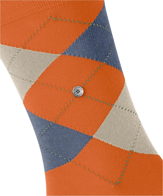 Burlington_Socken_Orange_mitArgyle-Muster