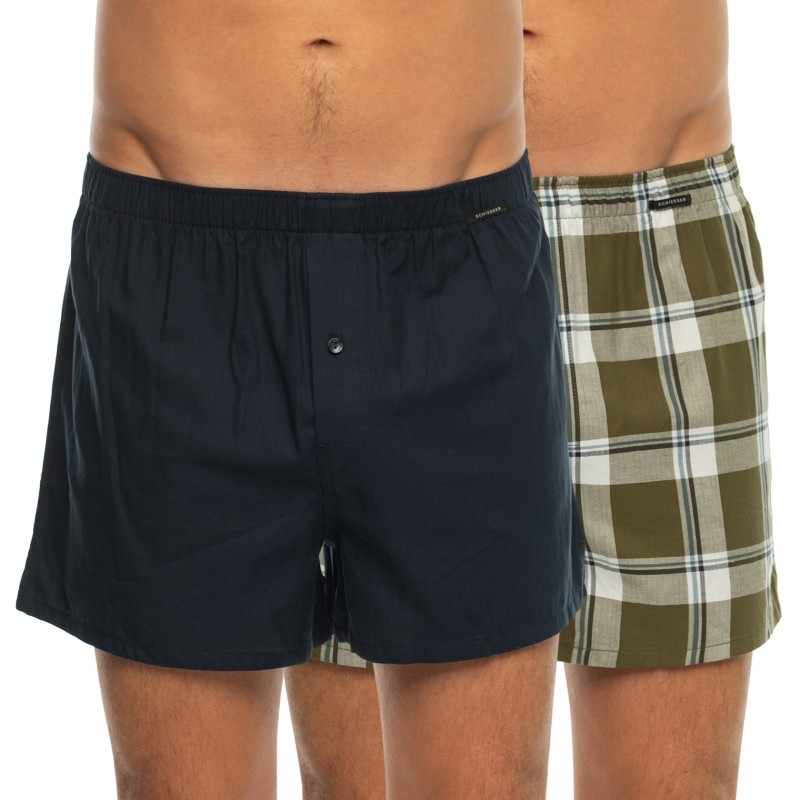 Schiesser_2-erSet_Boxershorts_Grün&Blau_kariert