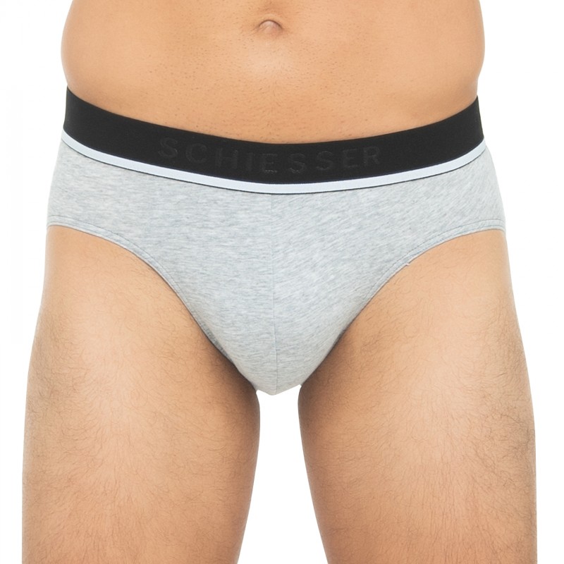 Boxerman_Herrenunterwäsche_Schiesser_3-er Set_Slips_Schwarz & Grau