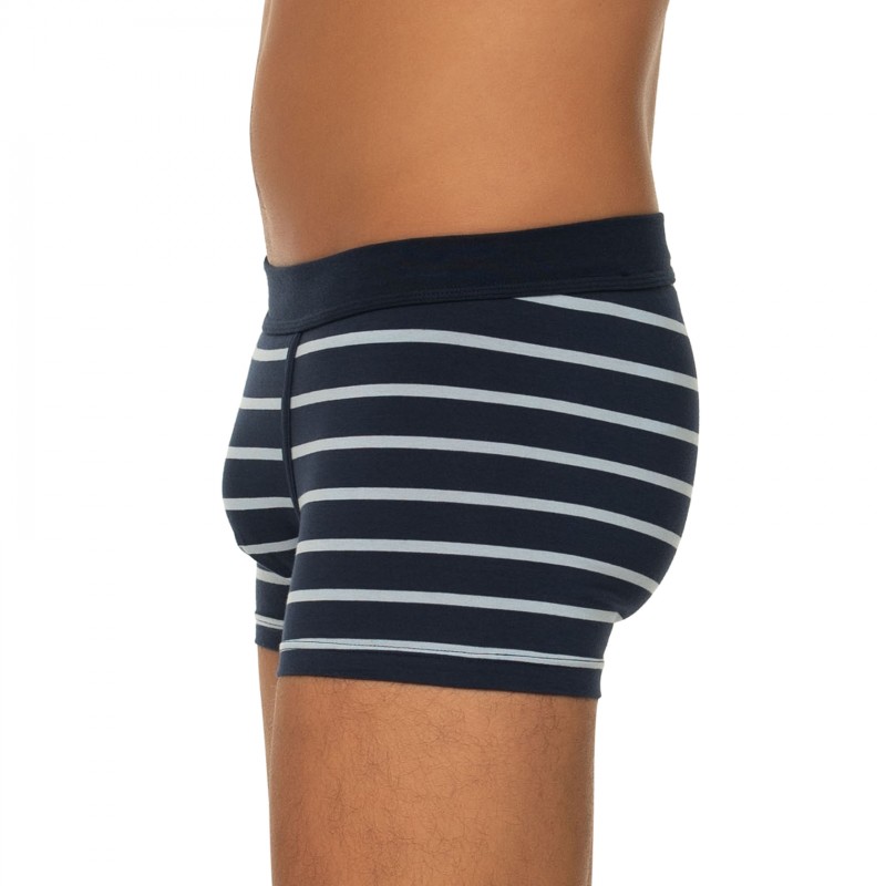 Boxerman_Herrenunterwäsche_Boxershorts_Seidensticker_3-er_Set_Trunks_Blau Gestreift