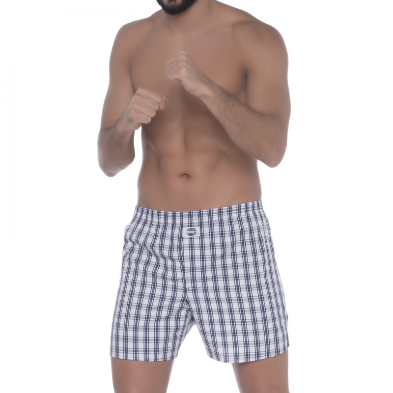 D.E.A.L International_Boxershorts_Weiß Blau_Kariert