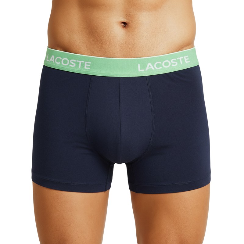 Boxerman_Herrenunterwäsche_Boxershorts_ Lacoste_3-er Set_Trunks_Blau_mit_mehrfarbigen_Webbund