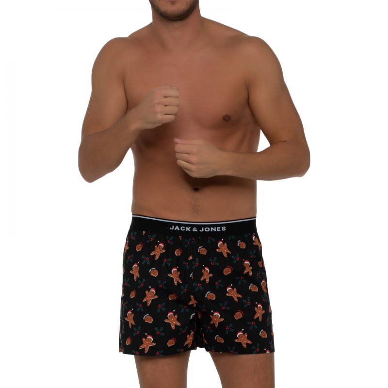 Boxerman_Herrenunterwäsche_Jack & Jones_2-er Set_Boxershorts_Schwarz_Lebkuchen Motiv