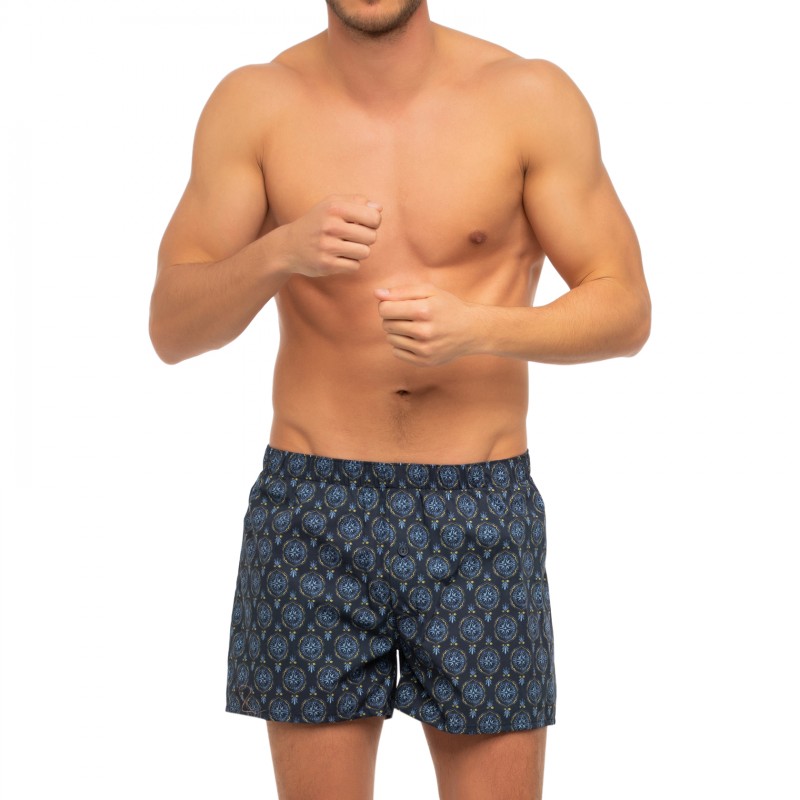 Boxerman_Herrenunterwäsche_Boxershorts_Hanro_Boxershorts_Dunkelblau_Muster